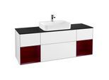 Villeroy und Boch Finion Waschtischunterschrank F452HBGF 160x60,3cm, Abdeckplatte black matt, Regale Peony matt lacquer, Glossy white lacquer