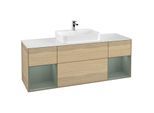 Villeroy und Boch Finion Waschtischunterschrank F451GMPC 160x60,3cm, Abdeckplatte white matt, Regale Olive matt lacquer, Oak Veneer