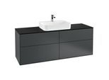 Villeroy und Boch Finion Waschtischunterschrank F44200HG 160x60,3cm, Abdeckplatte black matt, Midnight Blue Matt Lacquer