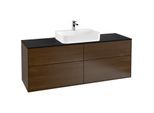 Villeroy und Boch Finion Waschtischunterschrank F44200GN 160x60,3cm, Abdeckplatte black matt, Walnut veneer