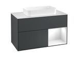 Villeroy und Boch Finion Waschtischunterschrank F251GFHG 100x60,3cm, Abdeckplatte white matt, Regal rechts Glossy white lacquer, Midnight Blue Matt Lacquer
