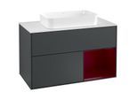 Villeroy und Boch Finion Waschtischunterschrank F251HBHG 100x60,3cm, Abdeckplatte white matt, Regal rechts Peony, Midnight Blue Matt Lacquer
