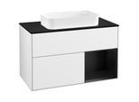 Villeroy und Boch Finion Waschtischunterschrank F252PDGF 100x60,3cm, Abdeckplatte black matt, Regal rechts Black matt lacquer, Glossy white lacquer