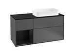 Villeroy und Boch Finion Waschtischunterschrank F272PDGK 120cm, Abdeckplatte black matt, Regal links Black matt lacquer, Anthracite matt