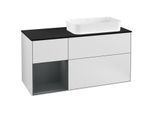 Villeroy und Boch Finion Waschtischunterschrank F272HGMT 120cm, Abdeckplatte black matt, Regal links Midnight Blue Matt Lacquer, White matt lacquer