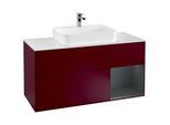 Villeroy und Boch Finion Waschtischunterschrank G421HGHB 120cm, Abdeckplatte white matt, Emotion, Regal rechts Midnight Blue matt, Peony Matt