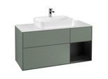 Villeroy und Boch Finion Waschtischunterschrank G421PDGM 120cm, Abdeckplatte white matt, Emotion, Regal rechts Black matt, Olive Matt Lacquer