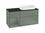 Villeroy und Boch Finion Waschtischunterschrank G272GMGM 120cm, Abdeckplatte black matt, Emotion, Regal links Olive Matt Lacquer, Olive Matt Lacquer