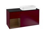 Villeroy und Boch Finion Waschtischunterschrank G272GNHB 120cm, Abdeckplatte black matt, Emotion, Regal links Walnut veneer, Peony Matt