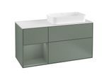 Villeroy und Boch Finion Waschtischunterschrank G271GMGM 120cm, Abdeckplatte white matt, Emotion, Regal links Olive Matt Lacquer, Olive Matt Lacquer