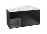 Villeroy und Boch Finion Waschtischunterschrank F291GKPD 120cm, Abdeckplatte white matt, Regal links Anthracite matt, Black matt lacquer