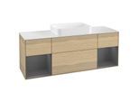 Villeroy und Boch Finion Waschtischunterschrank G741GKPC 160x60,3x50,1cm, Regale Anthracite matt lacquer, Oak Veneer