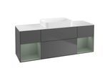 Villeroy und Boch Finion Waschtischunterschrank G741GMGK 160x60,3x50,1cm, Regale Olive matt lacquer, Anthracite matt