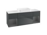 Villeroy und Boch Finion Waschtischunterschrank G741GKHG 160x60,3x50,1cm, Regale Anthracite matt lacquer, Midnight Blue Matt Lacquer