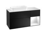 Villeroy und Boch Finion Waschtischunterschrank G281GFPD 120cm, Abdeckplatte white matt, Emotion, Regal rechts Glossy white lacquer, Black matt lacquer