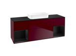 Villeroy und Boch Finion Waschtischunterschrank F742PDHB 160x60,3x50,1cm, Regale Black matt lacquer, Peony Matt