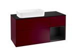 Villeroy und Boch Finion Waschtischunterschrank G282PDHB 120cm, Abdeckplatte black matt, Emotion, Regal rechts Black matt lacquer, Peony Matt
