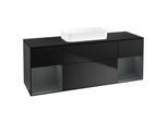 Villeroy und Boch Finion Waschtischunterschrank F742HGPD 160x60,3x50,1cm, Regale Midnight matt lacquer, Black matt lacquer