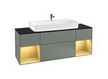 Villeroy und Boch Finion Waschtischunterschrank G212HFGM 160cm, Abdeckplatte black matt, Emotion, Regale Gold matt lacquer, Olive Matt Lacquer