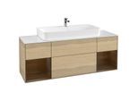 Villeroy und Boch Finion Waschtischunterschrank G211GNPC 160cm, Abdeckplatte white matt, Emotion, Regale Walnut veneer, Oak Veneer