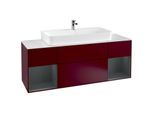 Villeroy und Boch Finion Waschtischunterschrank F211HGHB 160cm, Abdeckplatte white matt, Regale Midnight matt lacquer, Peony Matt