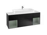 Villeroy und Boch Finion Waschtischunterschrank F211GMPD 160cm, Abdeckplatte white matt, Regale Olive matt lacquer, Black matt lacquer
