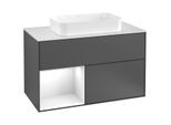 Villeroy und Boch Finion Waschtischunterschrank G241GFGK 100cm, Abdeckplatte white matt, Emotion, Regal links Glossy white lacquer, Anthracite matt