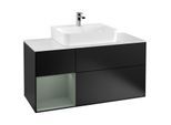 Villeroy und Boch Finion Waschtischunterschrank F161GMPD 120cm, Abdeckplatte white matt, Regal links Olive Matt Lacquer, Black matt lacquer