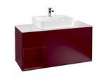 Villeroy und Boch Finion Waschtischunterschrank F161HBHB 120cm, Abdeckplatte white matt, Regal links Peony, Peony Matt