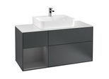 Villeroy und Boch Finion Waschtischunterschrank F161GKHG 120cm, Abdeckplatte white matt, Regal links Anthracite matt, Midnight Blue Matt Lacquer