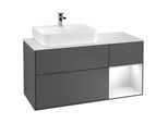 Villeroy und Boch Finion Waschtischunterschrank G151GFGK 120cm, Abdeckplatte white matt, Emotion, Regal links Glossy white lacquer, Anthracite matt