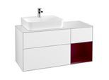 Villeroy und Boch Finion Waschtischunterschrank G151HBGF 120cm, Abdeckplatte white matt, Emotion, Regal links Peony, Glossy white lacquer
