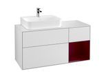 Villeroy und Boch Finion Waschtischunterschrank G151HBMT 120cm, Abdeckplatte white matt, Emotion, Regal links Peony, White matt lacquer