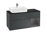 Villeroy und Boch Finion Waschtischunterschrank G152GKHG 120cm, Abdeckplatte black matt, Emotion, Regal links Anthracite matt, Midnight Blue Matt Lacquer