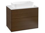 Villeroy und Boch Finion Waschtischunterschrank G22100GN 80x60,3cm, Emotion, Abdeckplatte white matt, Walnut veneer