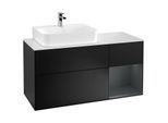 Villeroy und Boch Finion Waschtischunterschrank F151HGPD 120cm, Abdeckplatte white matt, Regal rechts Midnight Blue Matt Lacquer, Black matt lacquer