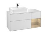 Villeroy und Boch Finion Waschtischunterschrank F151PCMT 120cm, Abdeckplatte white matt, Regal rechts Oak Veneer, White matt lacquer