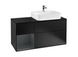 Villeroy und Boch Finion Waschtischunterschrank G142HGPD 120cm, Abdeckplatte black matt, Emotion, Regal links Midnight Blue Matt Lacquer, Black matt lacquer