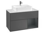 Villeroy und Boch Finion Waschtischunterschrank G121HGGK 100cm, Abdeckplatte white matt, Emotion, Regal rechts Midnight Blue Matt Lacquer, Anthracite matt