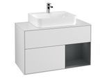Villeroy und Boch Finion Waschtischunterschrank F121HGMT 100cm, Abdeckplatte weiß matt, Regal rechts Midnight Blue Matt Lacquer, White matt lacquer