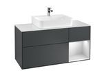 Villeroy und Boch Finion Waschtischunterschrank F171MTHG 120cm, Abdeckplatte white matt, Regal rechts White matt lacquer, Midnight Blue Matt Lacquer