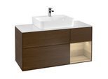 Villeroy und Boch Finion Waschtischunterschrank F171PCGN 120cm, Abdeckplatte white matt, Regal rechts Oak Veneer, Walnut veneer