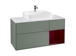 Villeroy und Boch Finion Waschtischunterschrank F171HBGM 120cm, Abdeckplatte white matt, Regal rechts Peony, Olive Matt Lacquer