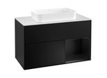 Villeroy und Boch Finion Waschtischunterschrank F251PDPD 100x60,3cm, Abdeckplatte white matt, Regal rechts Black matt lacquer, Black matt lacquer