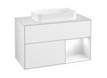 Villeroy und Boch Finion Waschtischunterschrank G251GFGF 100cm, Abdeckplatte white matt, Emotion, Regal rechts Glossy white lacquer, Glossy white lacquer