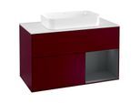 Villeroy und Boch Finion Waschtischunterschrank G251HGHB 100cm, Abdeckplatte white matt, Emotion, Regal rechts Midnight Blue Matt Lacquer, Peony Matt