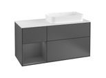 Villeroy und Boch Finion Waschtischunterschrank G271GKGK 120cm, Abdeckplatte white matt, Emotion, Regal links Anthracite matt, Anthracite matt