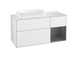 Villeroy und Boch Finion Waschtischunterschrank G281GKGF 120cm, Abdeckplatte white matt, Emotion, Regal rechts Anthracite matt, Glossy white lacquer