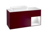 Villeroy und Boch Finion Waschtischunterschrank F281GFHB 120cm, Abdeckplatte white matt, Regal rechts Glossy white lacquer, Peony Matt