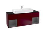 Villeroy und Boch Finion Waschtischunterschrank G212GKHB 160cm, Abdeckplatte black matt, Emotion, Regale Anthracite matt lacquer, Peony Matt